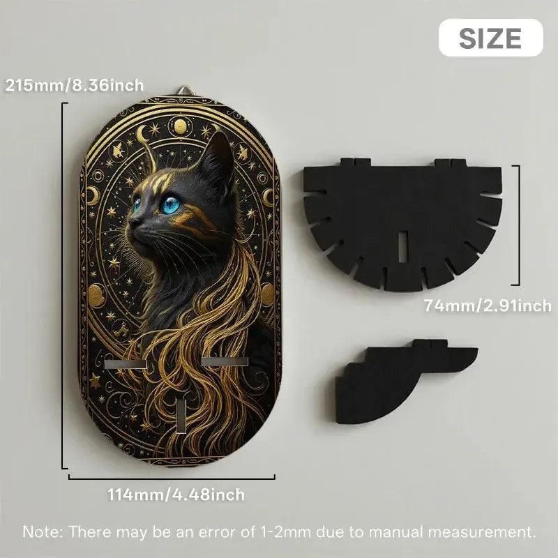Celestial Black Cat Mystical Wall Shelf for Crystals & Candles – Wooden Floating Shelf Pagan Altar Decor-MoonChildWorld
