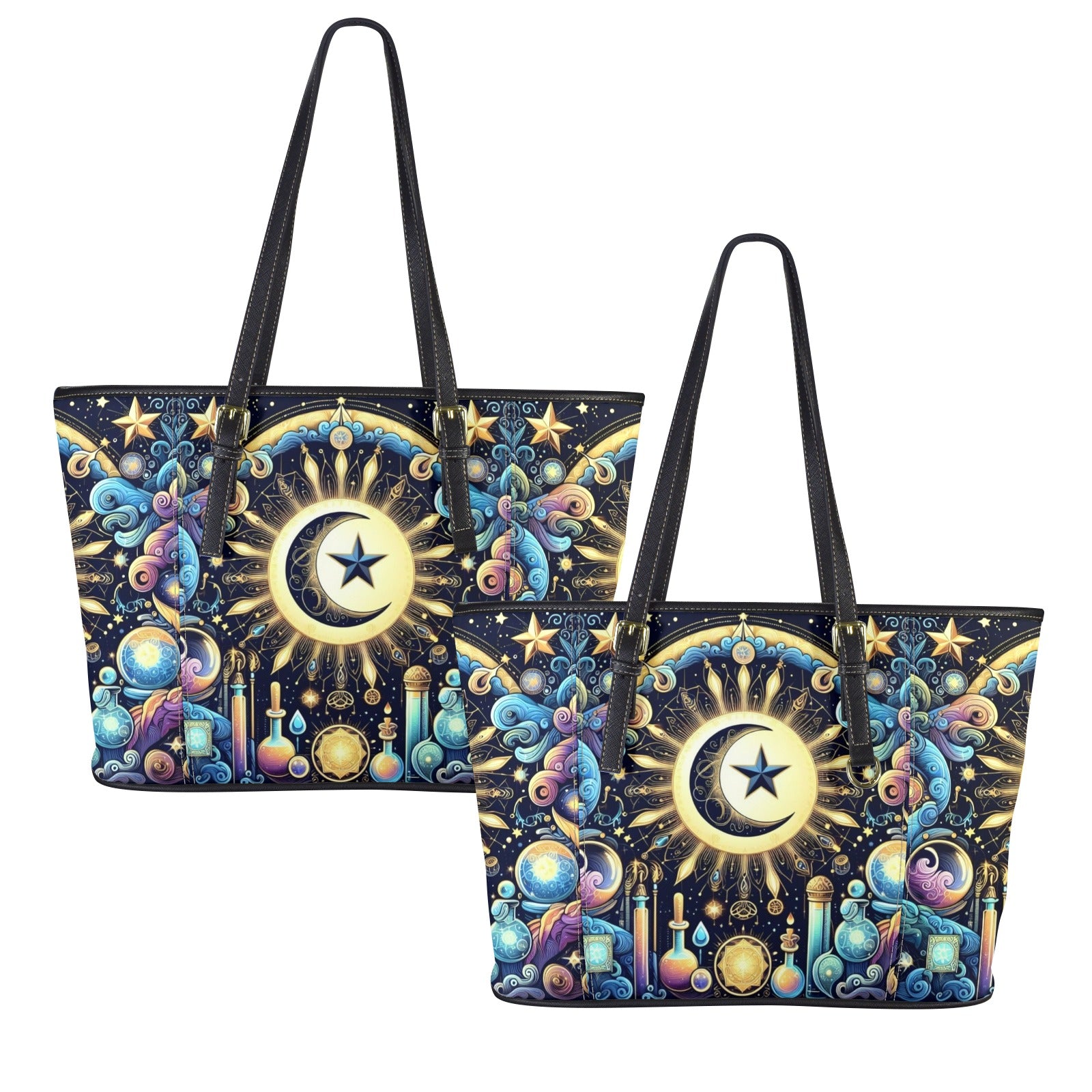 Celestial Crescent Moon Tote Bag-MoonChildWorld