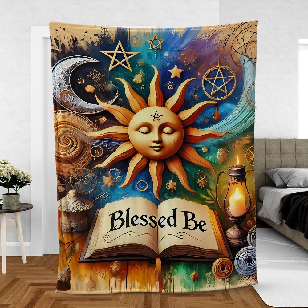 Celestial Goddess Blanket – Esoteric Sun Moon Design for Pagan & Witchy Homes-MoonChildWorld