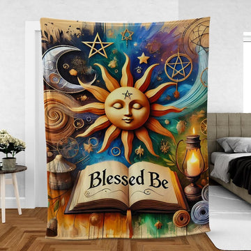 Celestial Goddess Blanket – Esoteric Sun Moon Design for Pagan & Witchy Homes-MoonChildWorld