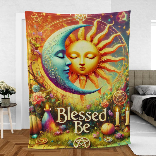 Celestial Goddess Blanket – Esoteric Sun Moon Design for Pagan & Witchy Homes