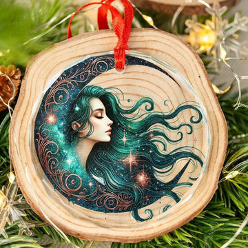 Celestial Moon Goddess Glass Ornament Pagan Yule Ornament-MoonChildWorld