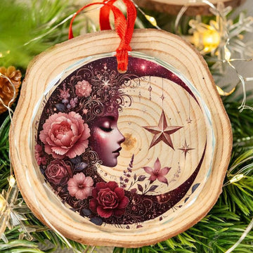 Celestial Moon Goddess Glass Ornament Pagan Yule Ornament-MoonChildWorld