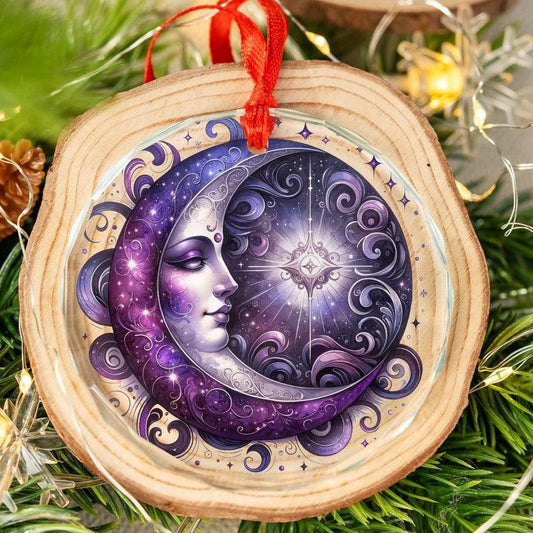 Celestial Moon Goddess Glass Ornament Pagan Yule Ornament-MoonChildWorld