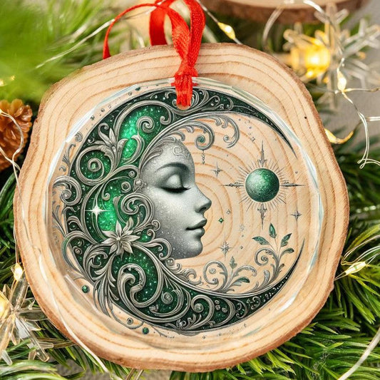 Celestial Moon Goddess Glass Ornament Pagan Yule Ornament-MoonChildWorld