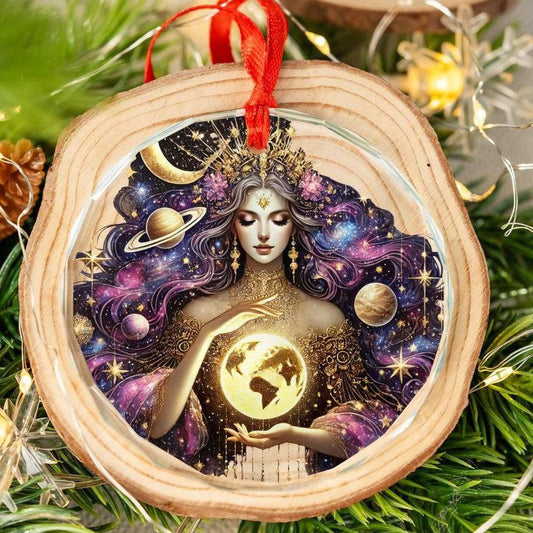 Celestial Moon Goddess Glass Ornament Wicca Christmas Tree Ornament-MoonChildWorld