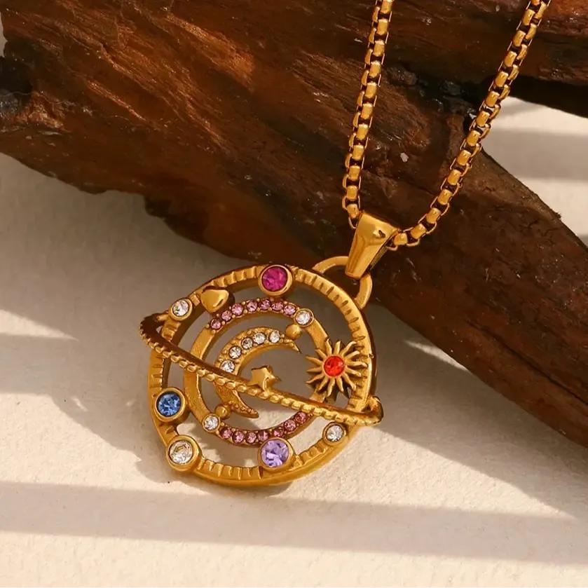 Celestial Moon Pendant Necklace-MoonChildWorld