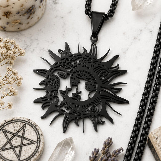 Celestial Moon Sun Goddess Necklace for Pagan Jewelry-MoonChildWorld