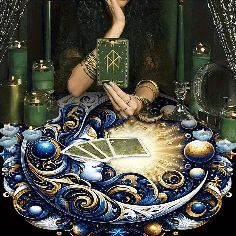 Celestial Moon Tarot Altar Cloth - Mystical Astronomy Table Mat for Tarot-MoonChildWorld