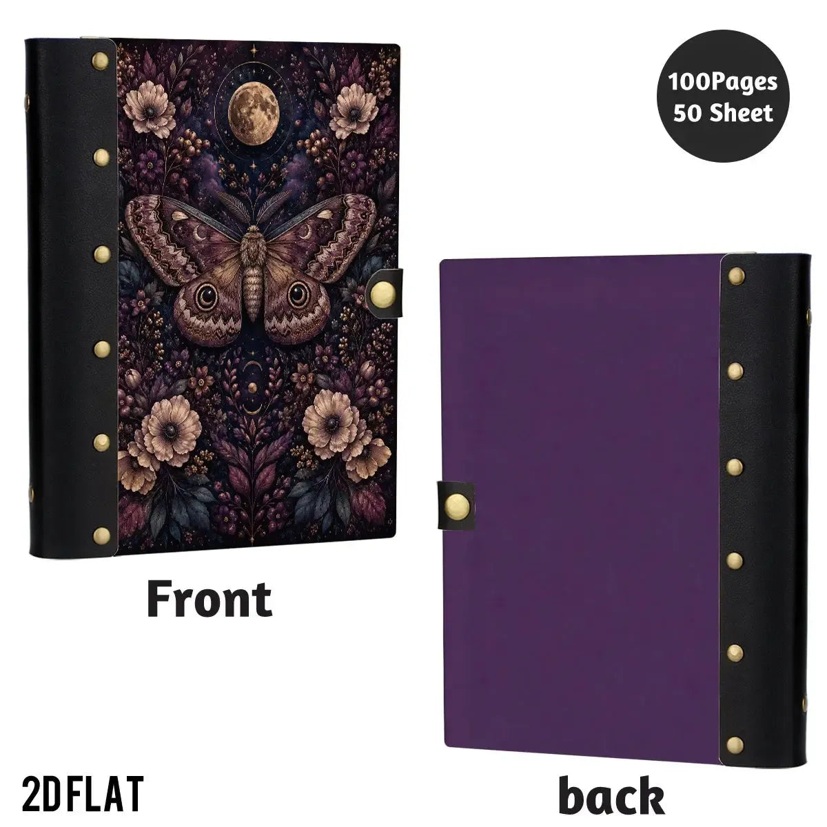 Celestial Moth Floral Moon Journal - witchy gifts - MoonChildWorld