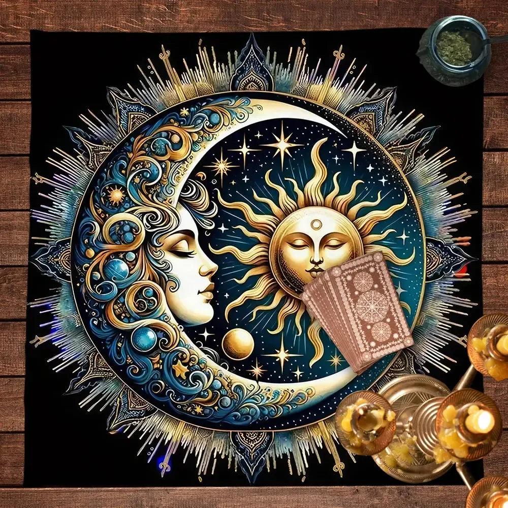 Celestial Sun And Moon Tarot Cards Table Cloth Wicca Altar Cloth Pagan Altar Supplies-MoonChildWorld