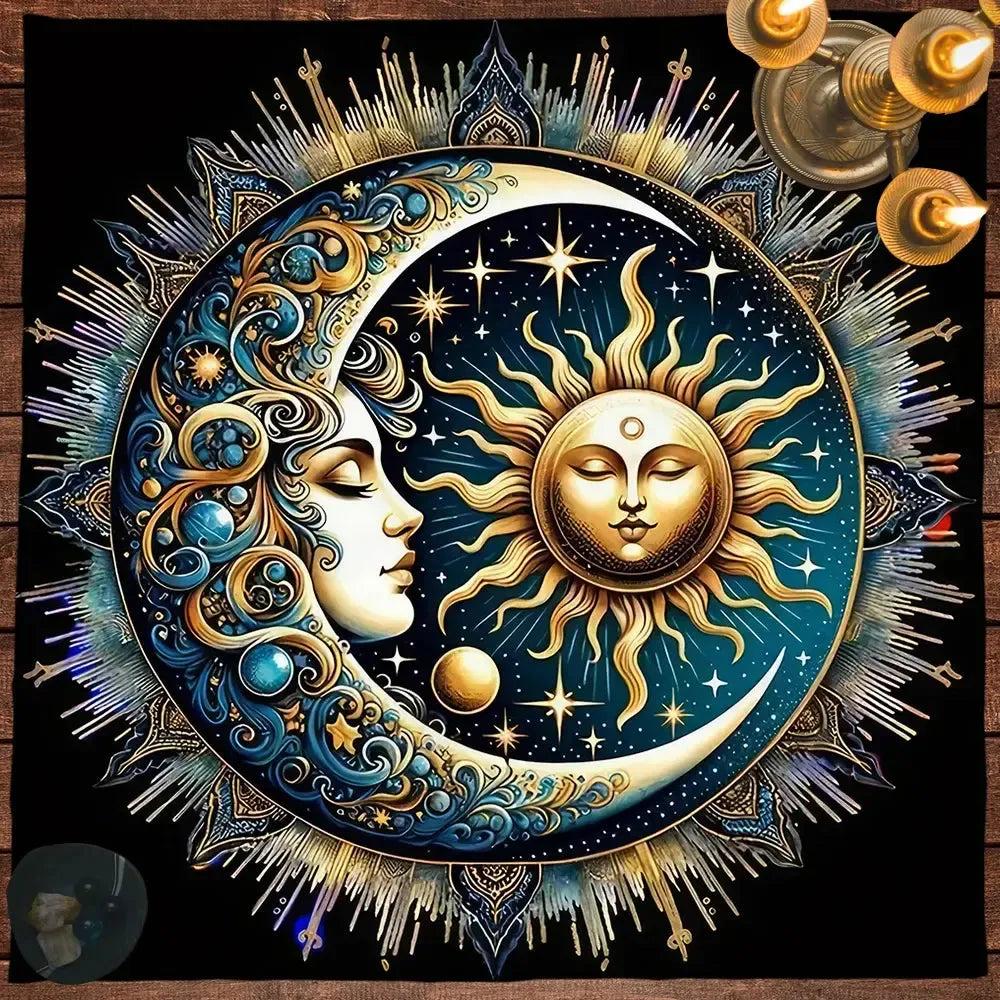 Celestial Sun And Moon Tarot Cards Table Cloth Wicca Altar Cloth Pagan Altar Supplies-MoonChildWorld