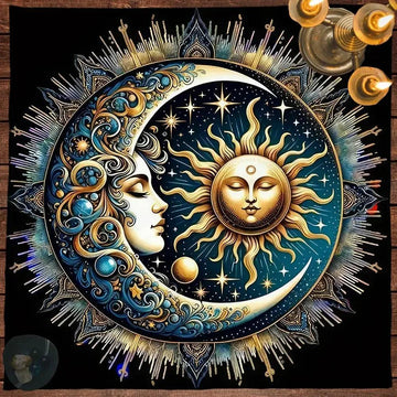 Celestial Sun And Moon Tarot Cards Table Cloth Wicca Altar Cloth Pagan Altar Supplies-MoonChildWorld