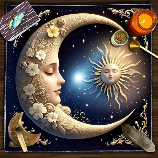 Celestial Sun Moon Altar Cloth Wicca Tablecloth For Spread Tarot Reading-MoonChildWorld