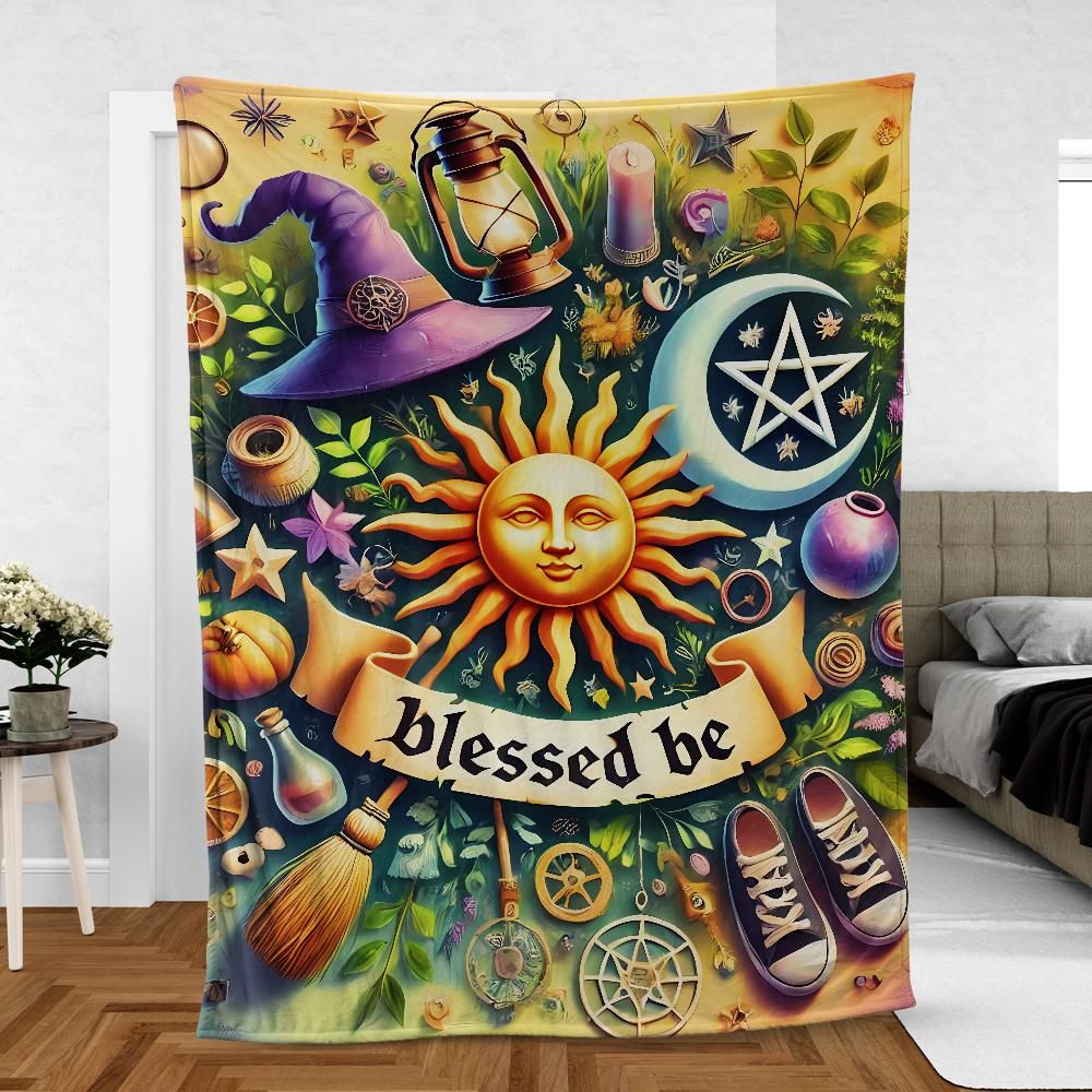 Celestial Sun Moon Blanket – Wiccan Lunar Boho Blanket for Sacred Spaces-MoonChildWorld