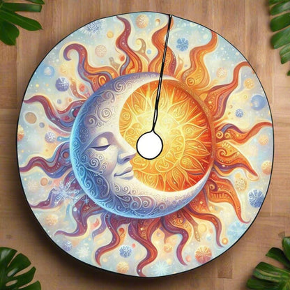 Celestial Sun Moon Christmas Tree Skirt for Yule Decor-MoonChildWorld