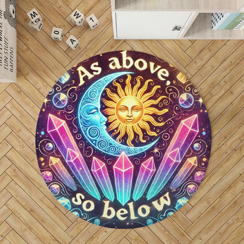 Celestial Sun Moon Goddess Round Rug Wicca Carpet for Pagan Home Decor-MoonChildWorld