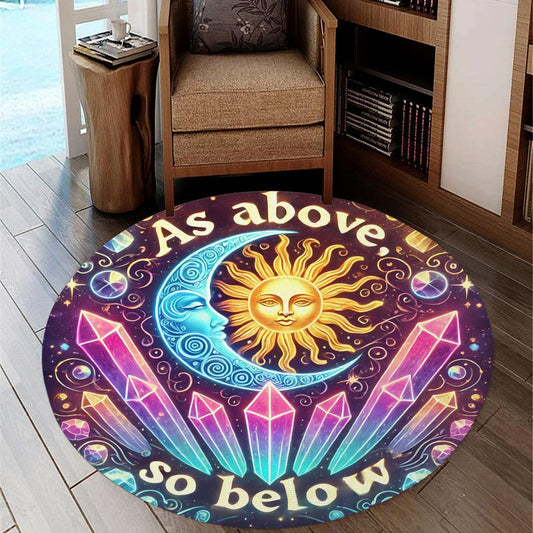 Celestial Sun Moon Goddess Round Rug Wicca Carpet for Pagan Home Decor-MoonChildWorld