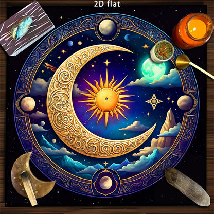 Celestial Sun Moon Mandala Tarot Altar Cloth-MoonChildWorld