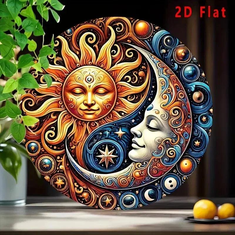 Celestial Sun Moon Metal Sign-MoonChildWorld