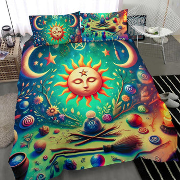 Celestial Sun Moon Pagan Bedding Set Magick Wiccan Home Decor-MoonChildWorld