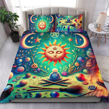 Celestial Sun Moon Pagan Bedding Set Magick Wiccan Home Decor-MoonChildWorld