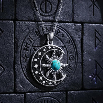 Celestial Sun Moon Pendant Necklace Wicca Pagan Jewelry-MoonChildWorld