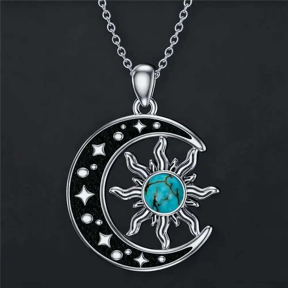 Celestial Sun Moon Pendant Necklace Wicca Pagan Jewelry-MoonChildWorld