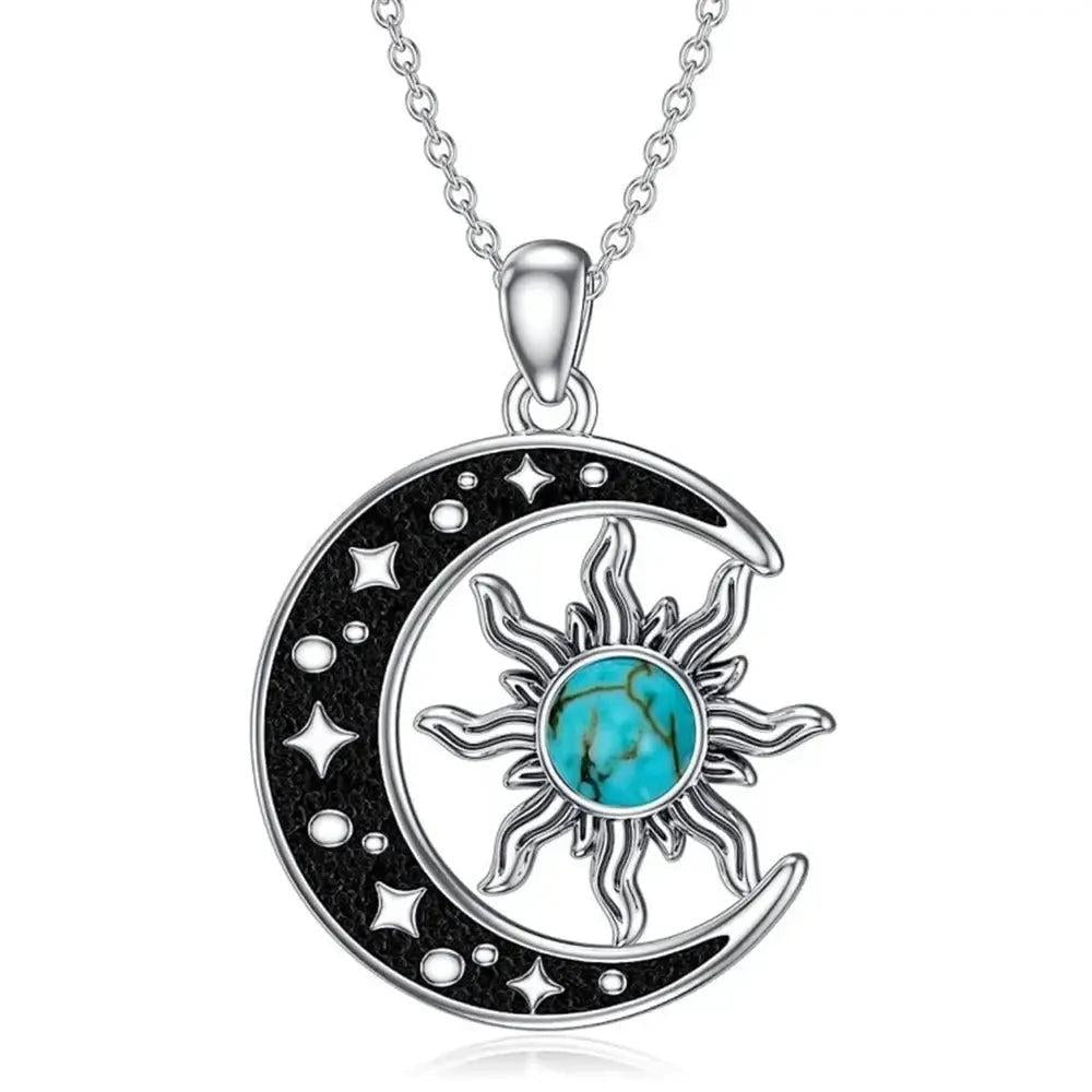 Celestial Sun Moon Pendant Necklace Wicca Pagan Jewelry-MoonChildWorld
