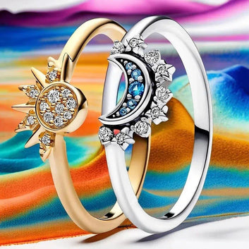 Celestial Sun Moon Ring Set