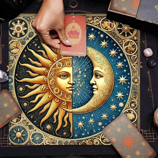 Celestial Sun Moon Tarot Tablecloth Witchcraft Altar Cloth for Divination Wicca Pagan Decor-MoonChildWorld
