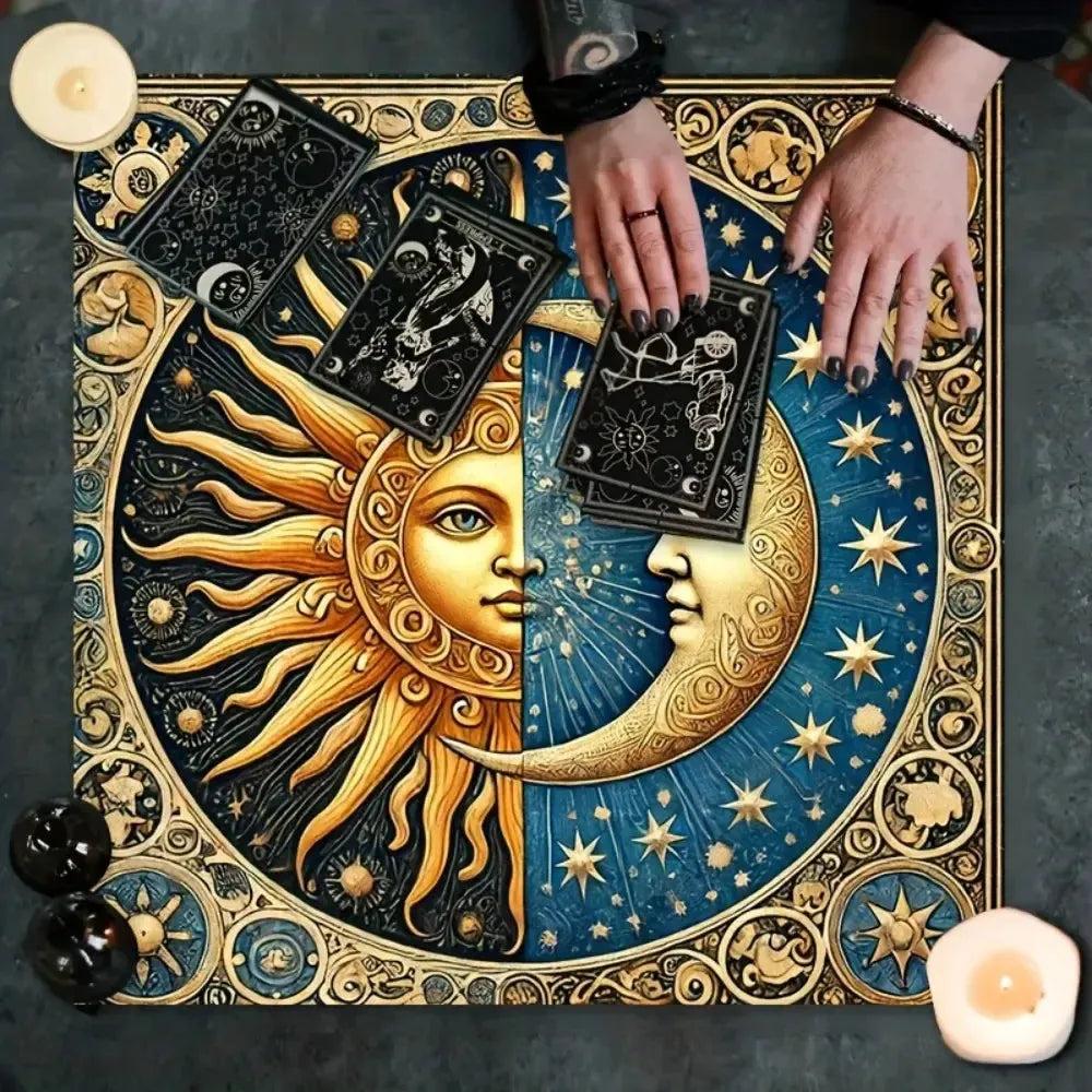 Celestial Sun Moon Tarot Tablecloth Witchcraft Altar Cloth for Divination Wicca Pagan Decor-MoonChildWorld