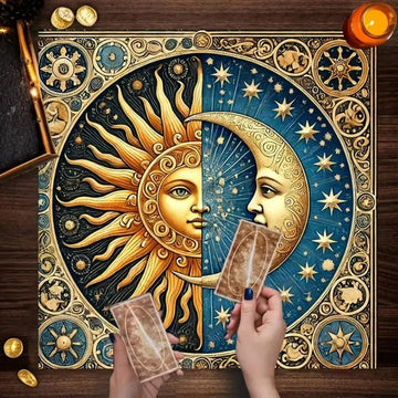 Celestial Sun Moon Tarot Tablecloth Witchcraft Altar Cloth for Divination Wicca Pagan Decor-MoonChildWorld