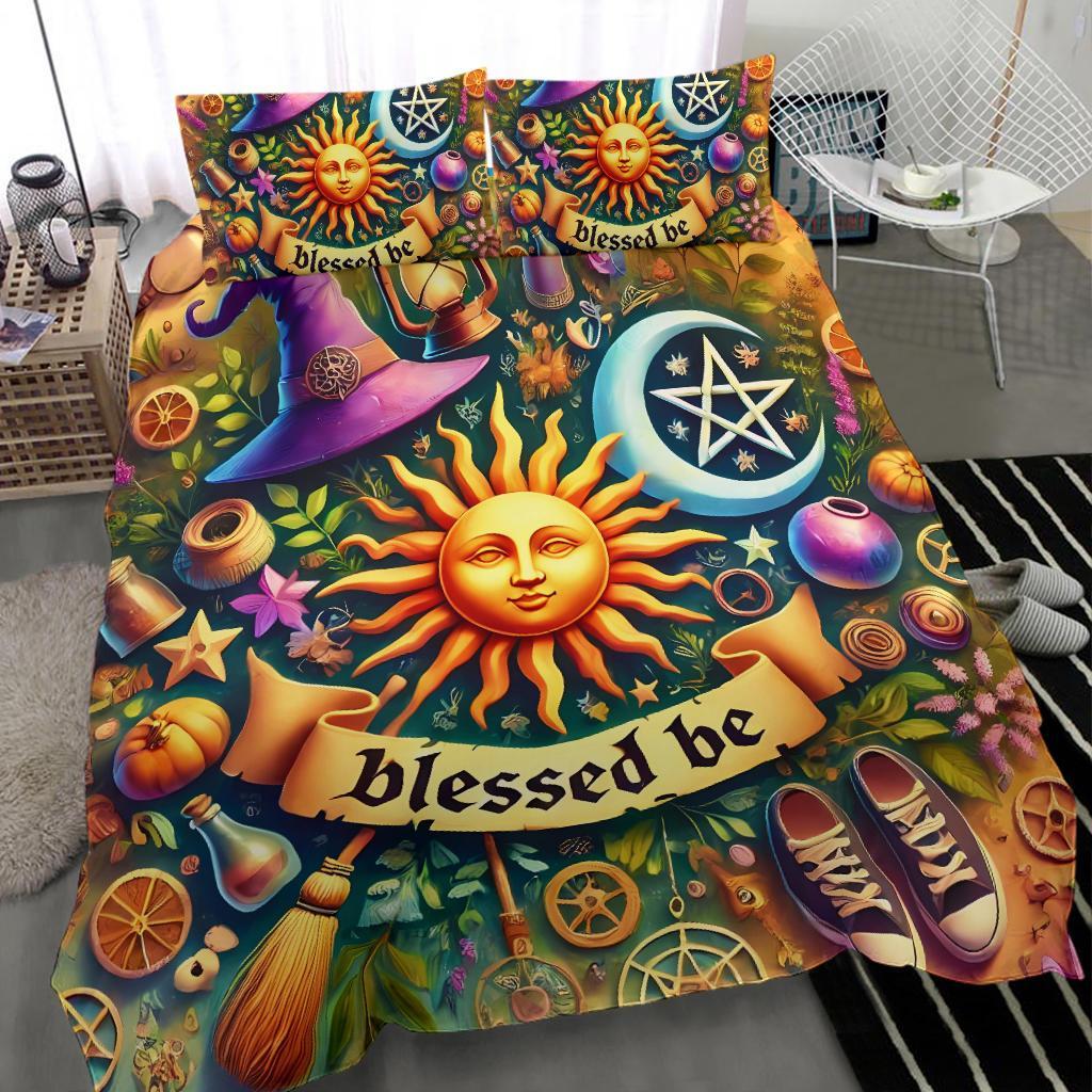Celestial Sun Moon Wicca Bedding Set Pagan Home Decor-MoonChildWorld