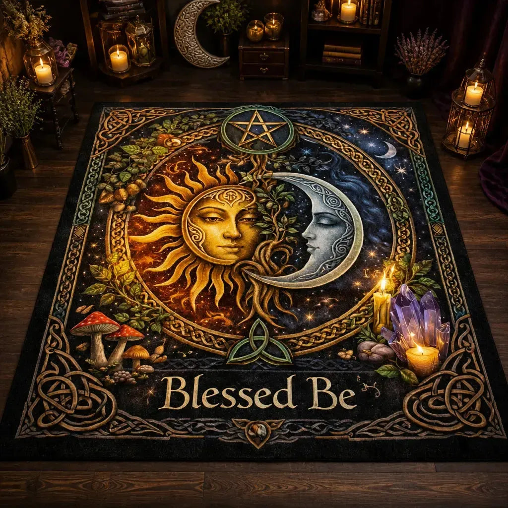 Celestial Sun and Moon Area Rug – Wicca Pagan Carpet for Witchy Room Decor_mockup_2.webp