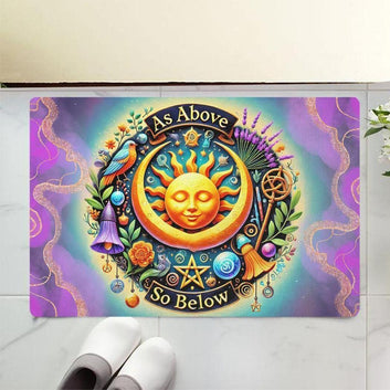 Celestial Sun and Moon Doormat Wicca Doormat for Pagan Home Decor-MoonChildWorld