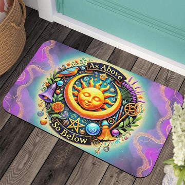 Celestial Sun and Moon Doormat Wicca Doormat for Pagan Home Decor-MoonChildWorld