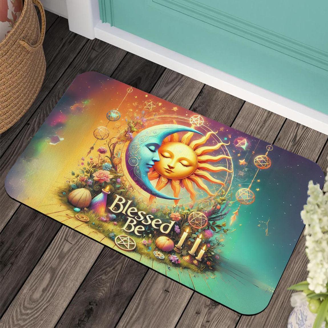 Celestial Sun and Moon Doormat Wicca Doormat for Pagan Home Decor-MoonChildWorld