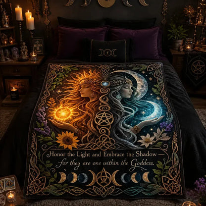 Celestial Sun and Moon Goddess Blanket - Celtic Knot Moon Phase Wiccan and Pagan Home Decor_mockup_1.webp