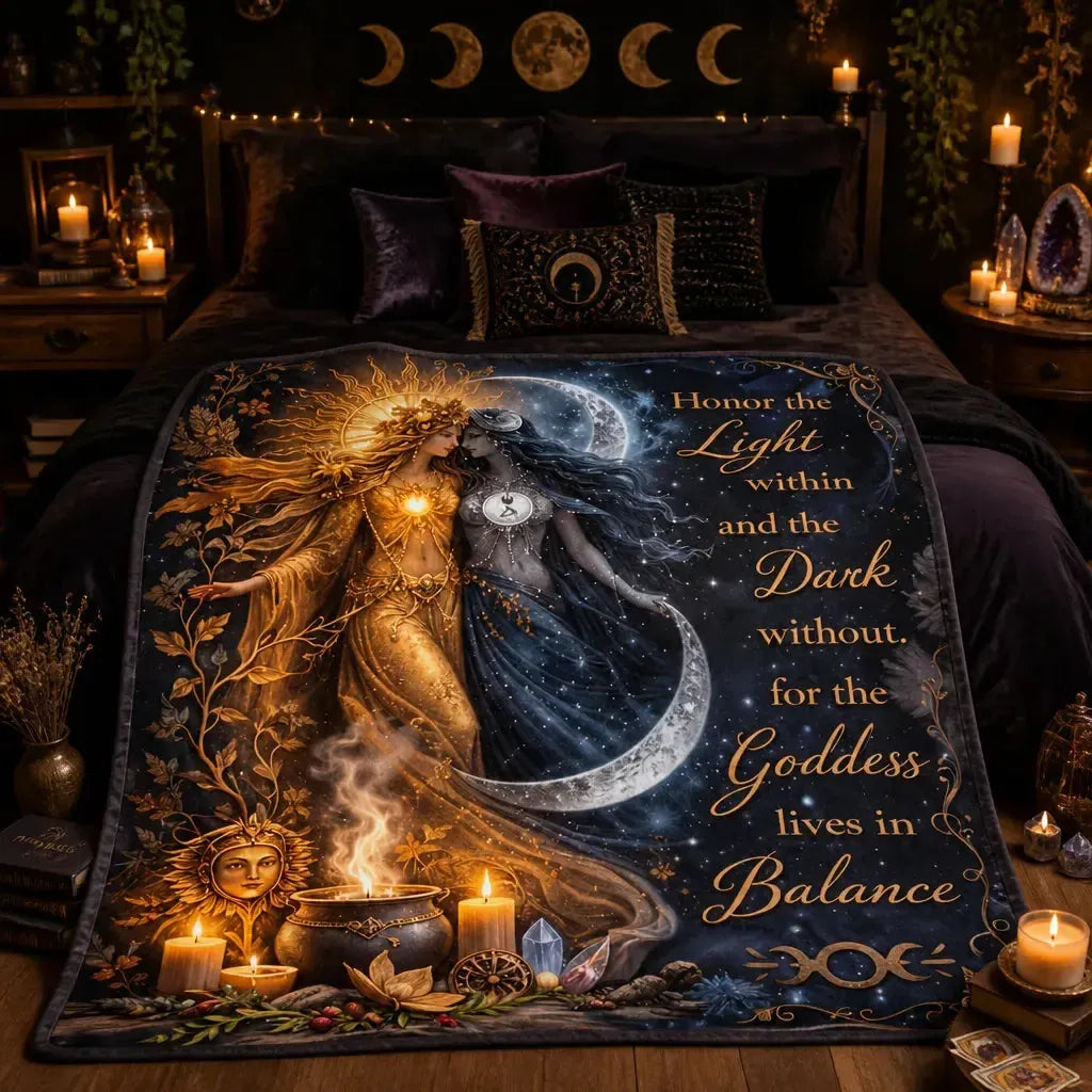Celestial Sun and Moon Goddess Blanket for Wiccan and Pagan Yule Home Decor_mockup_1.webp
