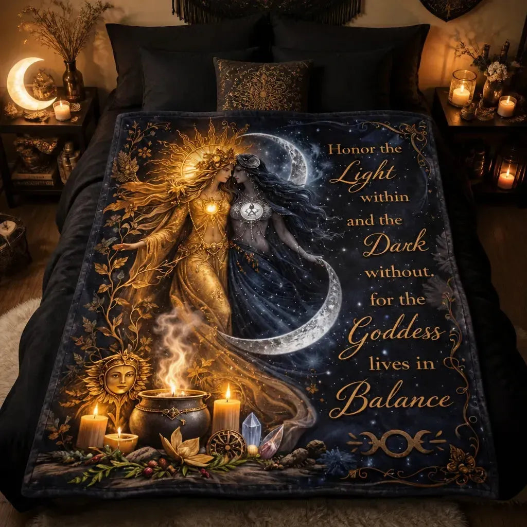 Celestial Sun and Moon Goddess Blanket for Wiccan and Pagan Yule Home Decor_mockup_2.webp
