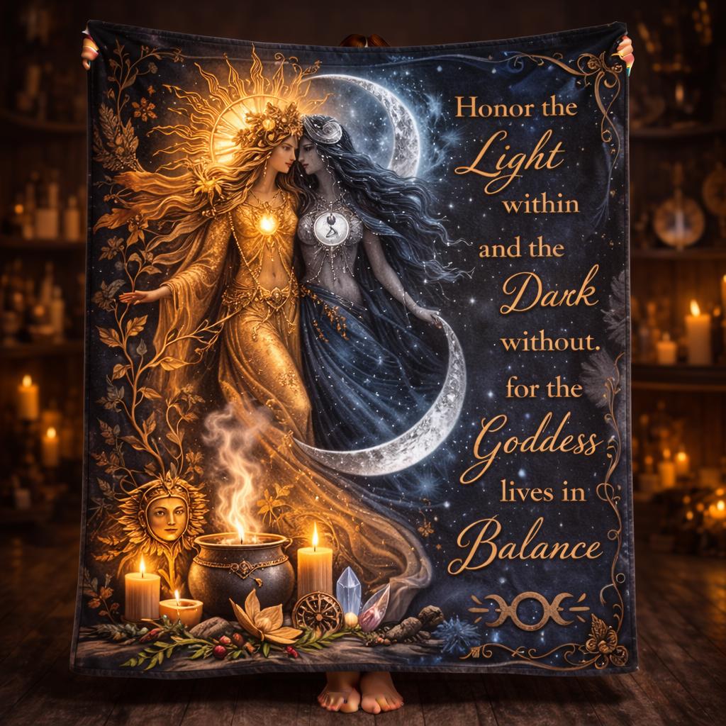Celestial Sun and Moon Goddess Blanket for Wiccan and Pagan Yule Home Decor-MoonChildWorld