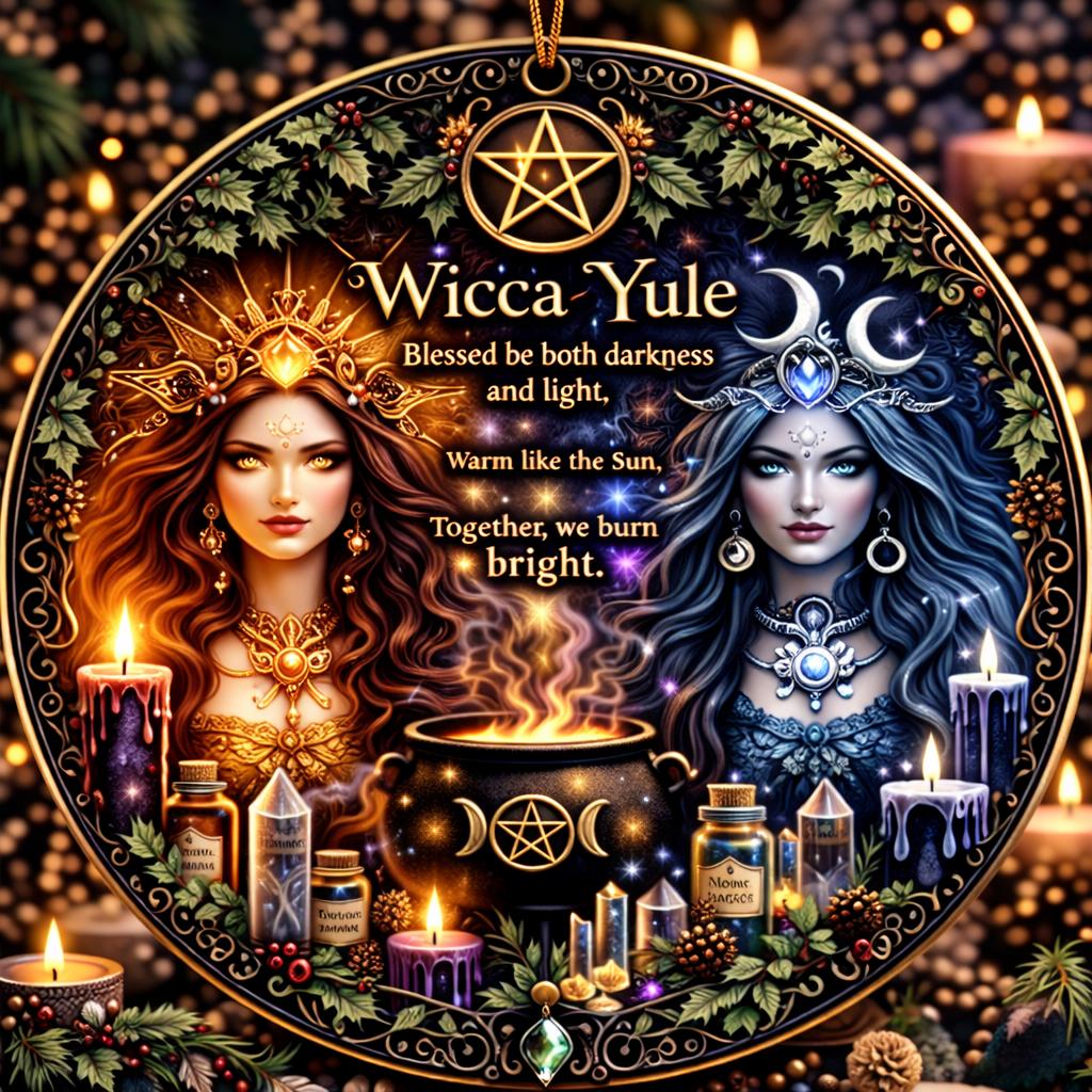 Celestial Sun and Moon Goddess Christmas Ceramic Ornament – Wicca Pagan Yule Ornament-MoonChildWorld