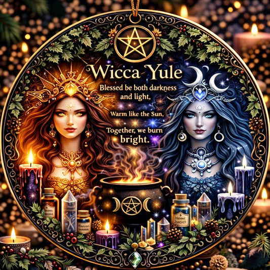 Celestial Sun and Moon Goddess Christmas Ceramic Ornament – Wicca Pagan Yule Ornament-MoonChildWorld