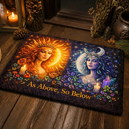 Celestial Sun and Moon Goddess Doormat – Wicca Pagan Welcome Mat for Witchy Decor_mockup_2.webp