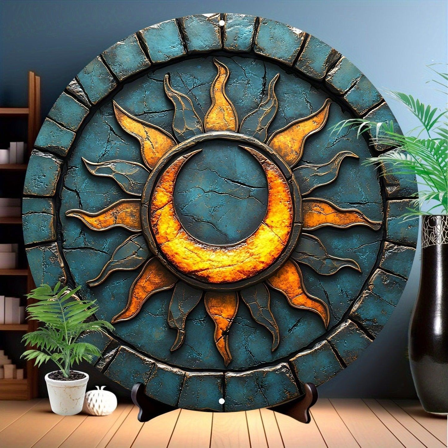 Celestial Sun and Moon Goddess Metal Sign Wicca Pagan Home Decor-MoonChildWorld