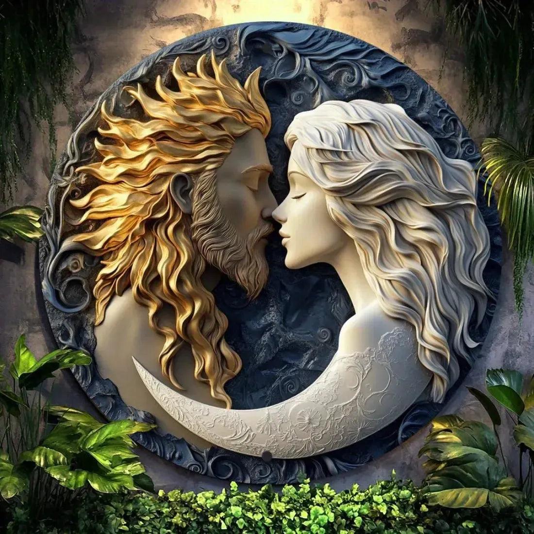 Celestial Sun and Moon Goddess Metal Sign Wicca Pagan Home Decor-MoonChildWorld