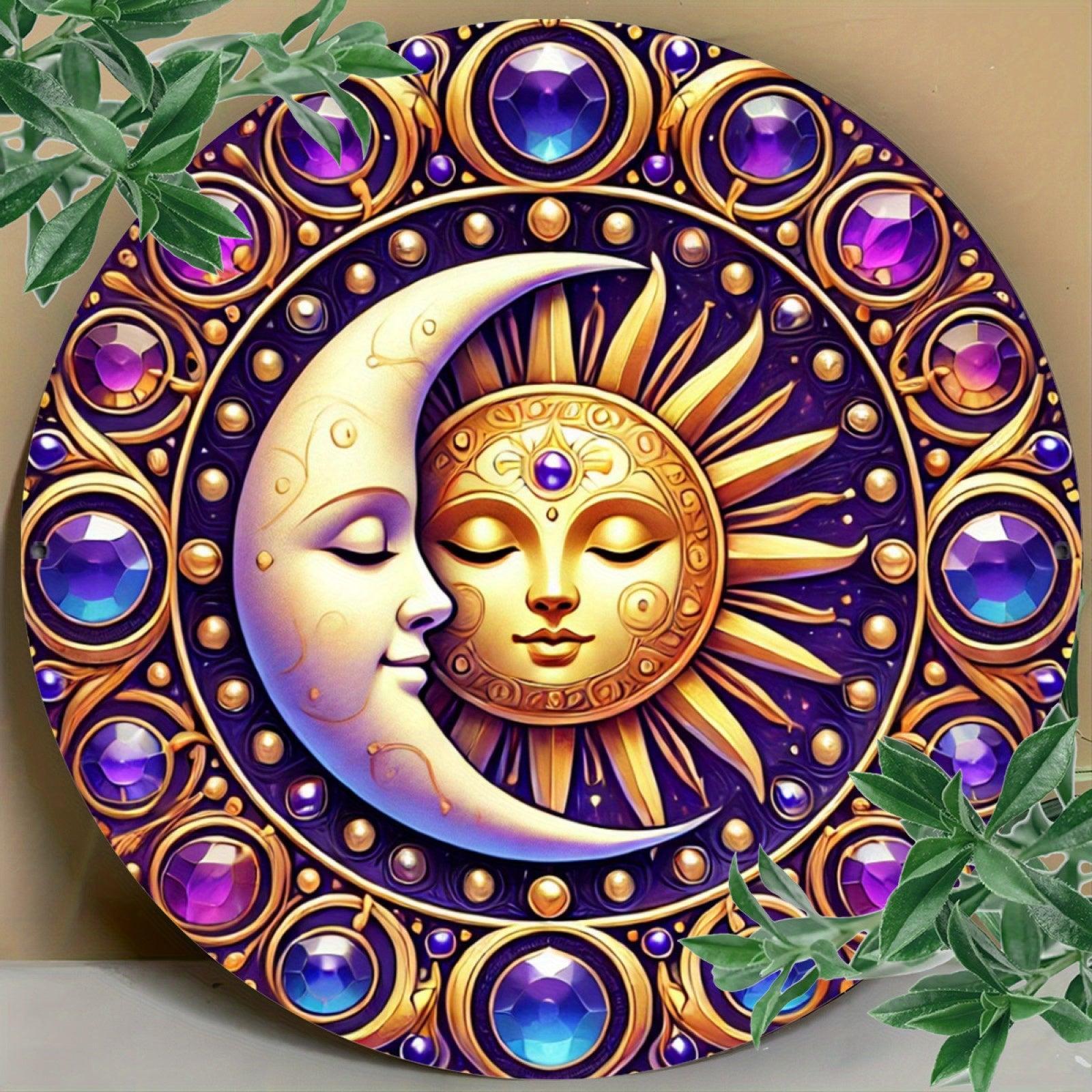 Celestial Sun and Moon Goddess Metal Sign Wicca Pagan Home Decor-MoonChildWorld