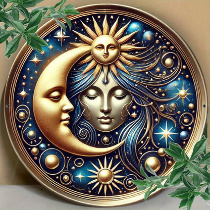 Celestial Sun and Moon Goddess Metal Sign Wicca Pagan Home Decor-MoonChildWorld