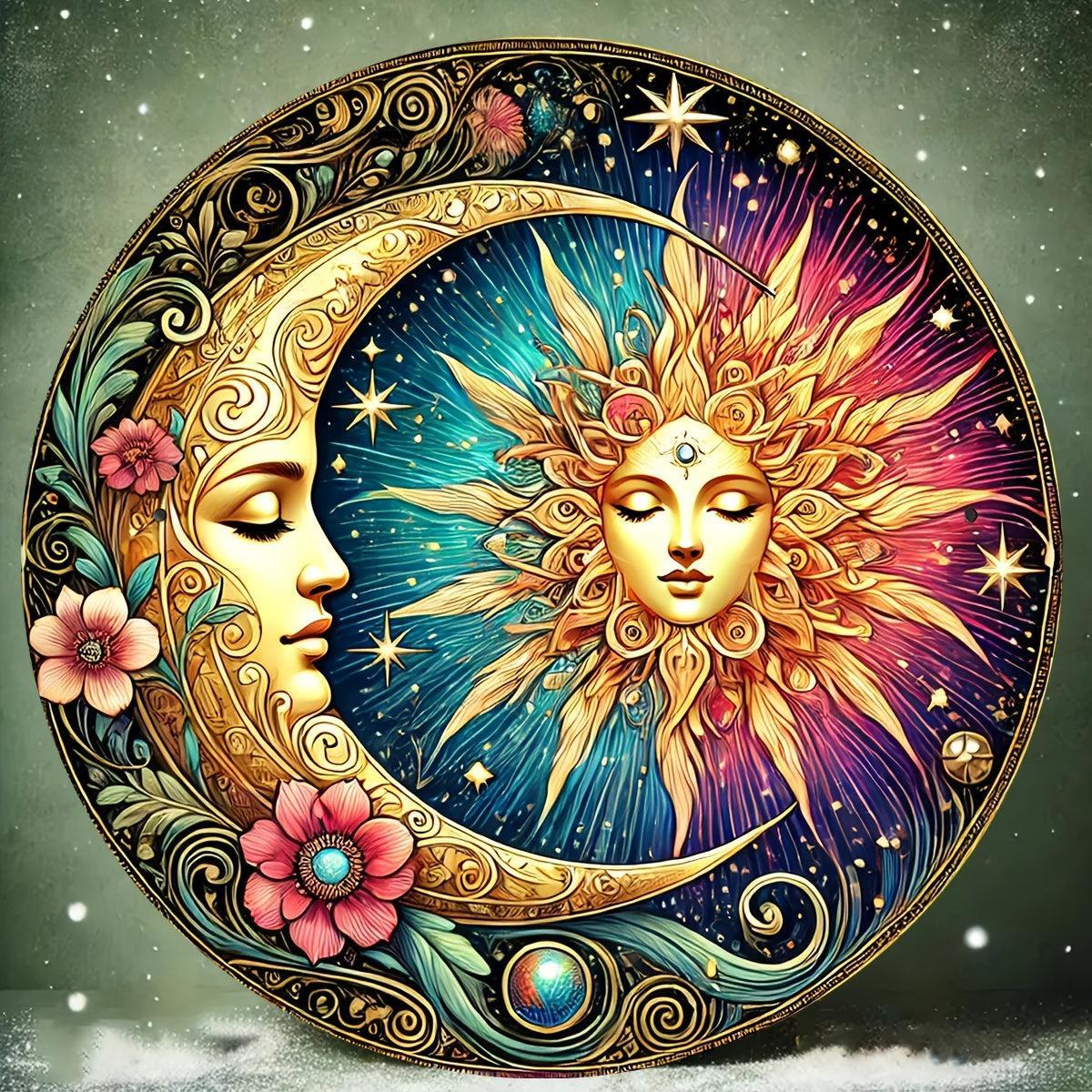 Celestial Sun and Moon Goddess Metal Sign Wicca Pagan Home Decor-MoonChildWorld